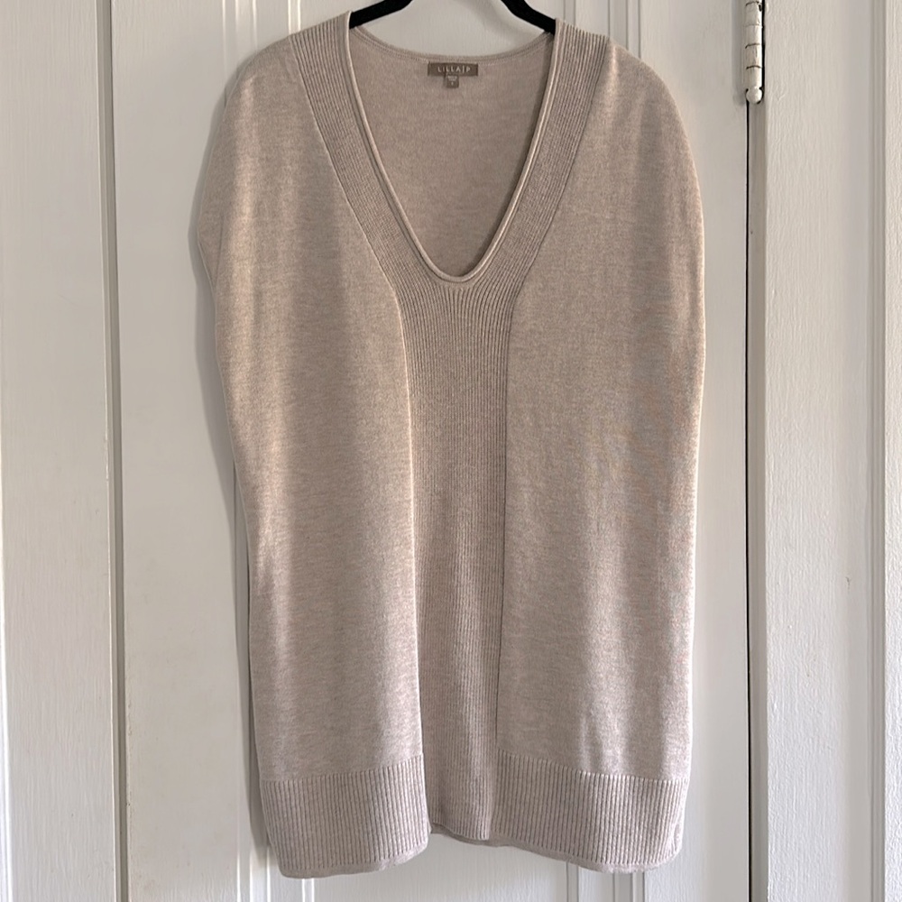 Lilla P Tan Camel Cap Sleeve Tunic Sweater Size Small